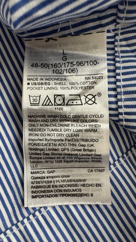 Gap Ruffle Neck Shirtdress in Poplin Blue White Stripe Pockets Womens L NWT - Picture 10 of 21