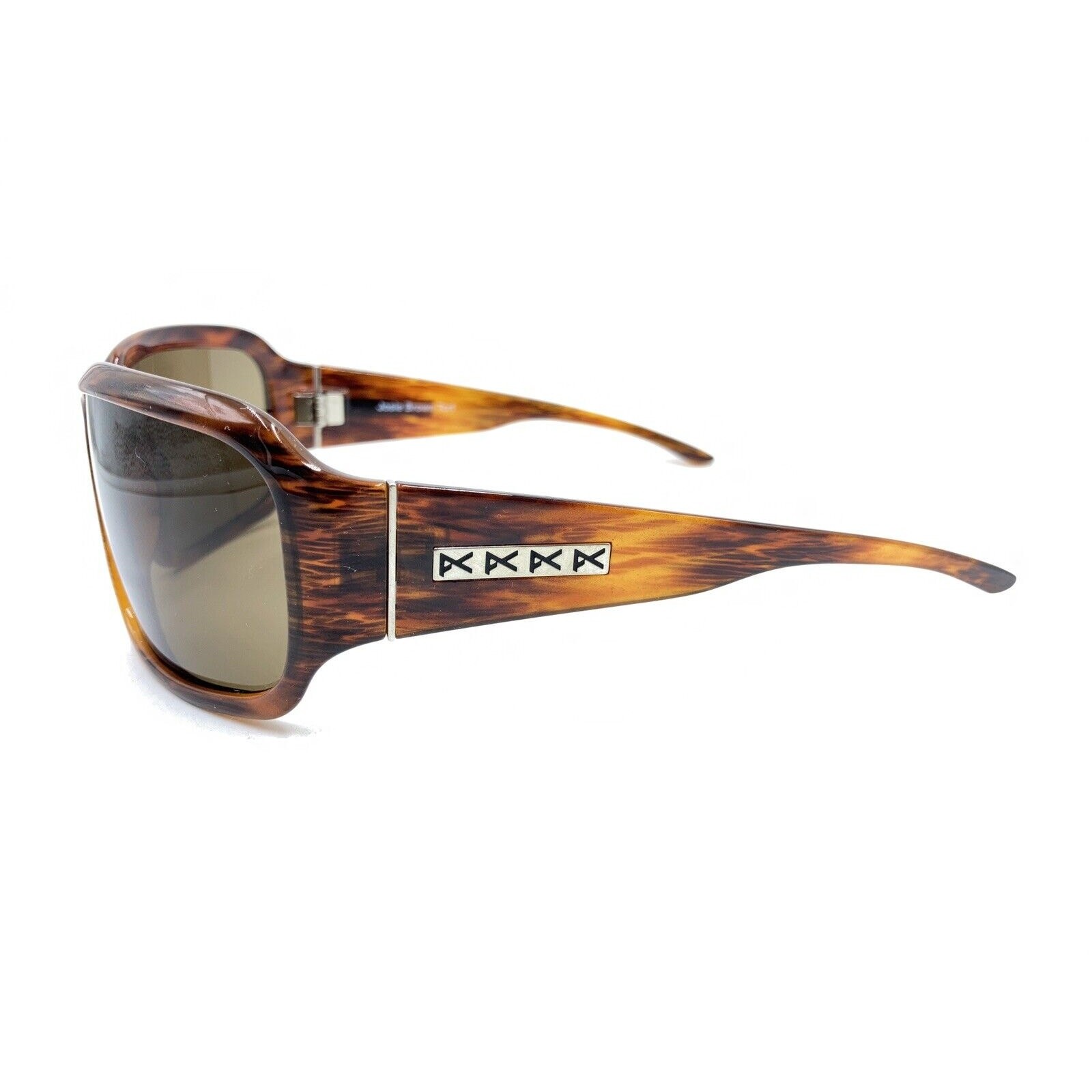 Anon Josie Brown Tortoise Rectangle Wrap Sunglasses Brown Lens Italy Men Women