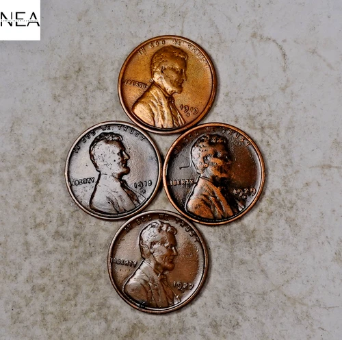 1915-D+1919-S+1927-D+1929-D Lincoln Wheat Penny Set/Lot ~ VF/XF ~ ZWL72