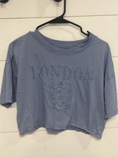 Camiseta Aéropostale OG Colección Recortada Novio Cuello Redondo Londres Camiseta Azul XS