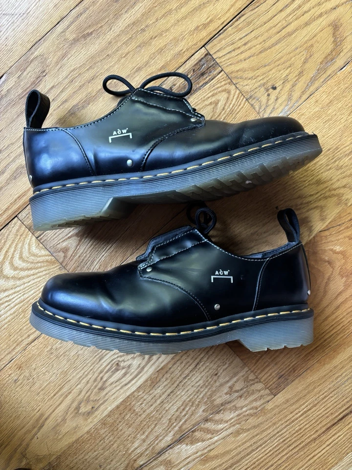 A-COLD-WALL ACW x Dr. Martens 1461 Black Derby with Silver Hardware. Size 9 - Image 2 of 4