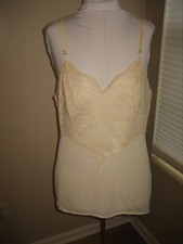 Vintage VANITY FAIR Nylon, Ivory Camisole, Lace Bodice - Size 38 - USA