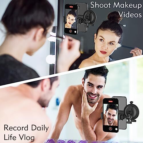 Shower Mirror Phone Holder, Suction Cup Mirror Phone Mount for Shower Mirror Shower Mirror Phone Holder, Suction Cup Mirror Phone Mount for Shower Mirror