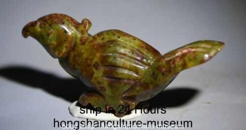 3.6" Rare Old collections Chinese Jade Carving Dynasty Palace Bird Beast Statue