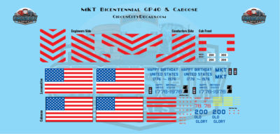 #ad MKT Missouri Kansas Texas Railroad Bicentennial GP40 amp; Caboose Decal Set N 1:... $12.97