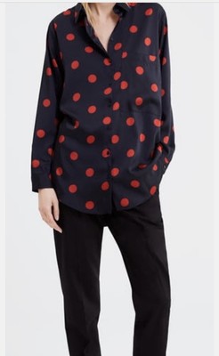 red and white spotted blouse