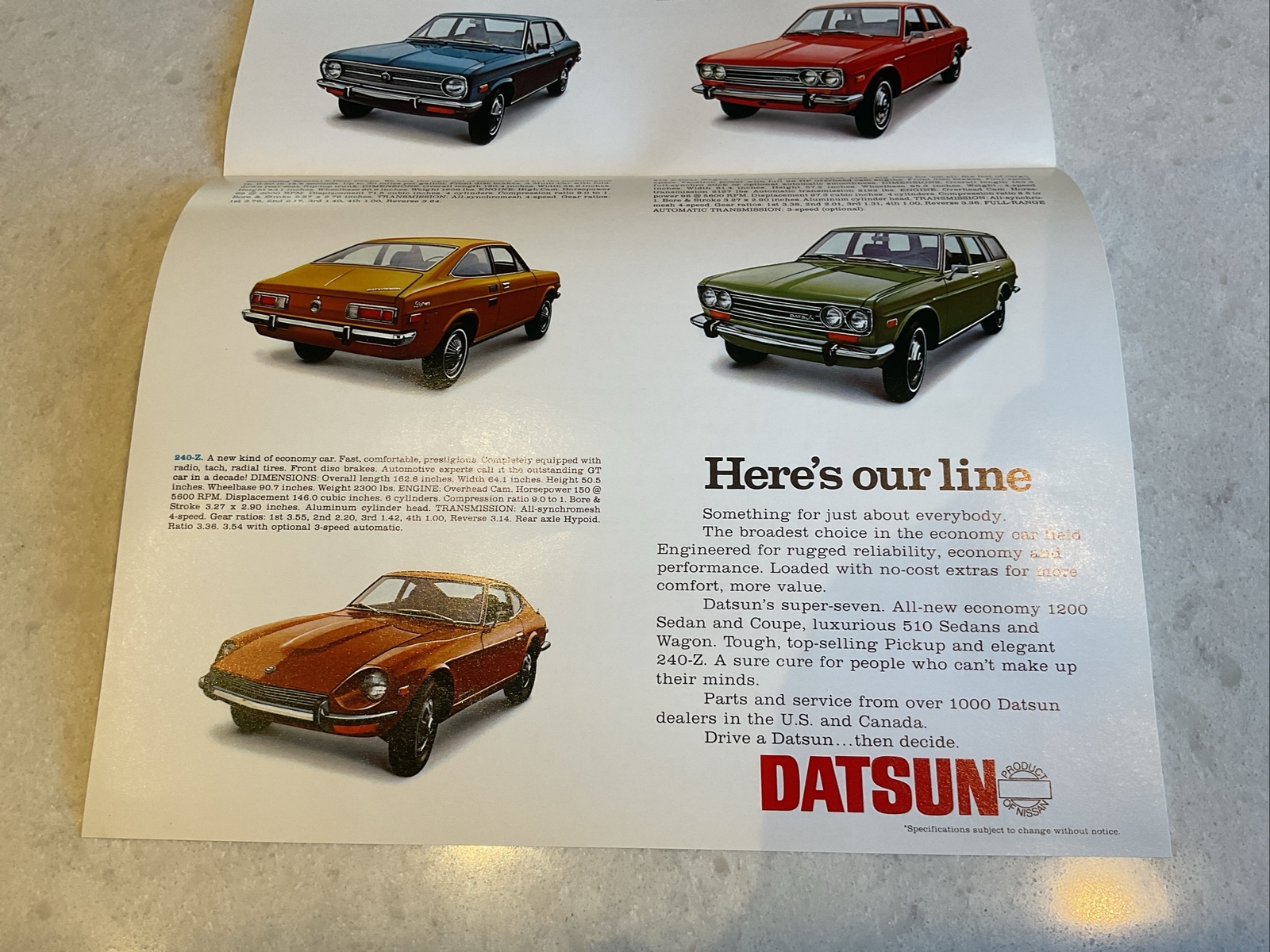 Original 1971 Datsun Full Line Foldout Sales Brochure 71 | eBay