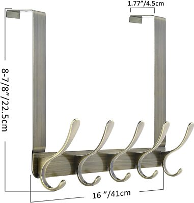 Over-the-door Stainless Steel Clothes Hanger 5 Double-hooks 