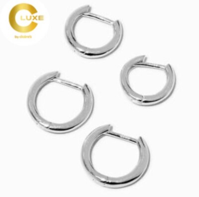 C LUXE by Claire's Sterling Silver 12MM 14MM Clicker Hoop