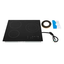 24" 3-Burner Built-in Electric Cooktop Ceramic Stove Top Touch Timing 110V 2600W