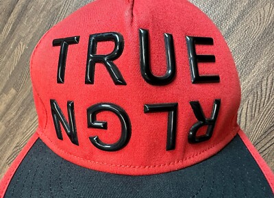 True Religion Red And Black Leather Strapback Embroidered Hat | eBay