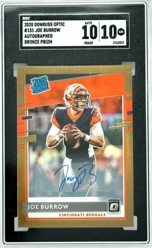 JOE BURROW DONRUSS OPTIC SGC 10 ROOKIE AUTO RC 2020 BRONZE