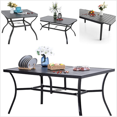 Outdoor Dining Table with Umbrella Hole Metal Patio Table 14 - Style