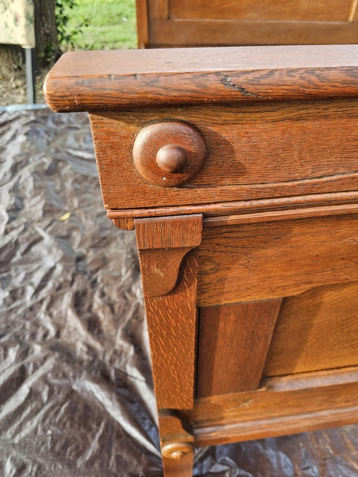 Antiguo Juego de Dormitorio Victoriano Completo Doble Pesado Tallado Cuarto Roble Aserrado Ornado Foto 4 de 4