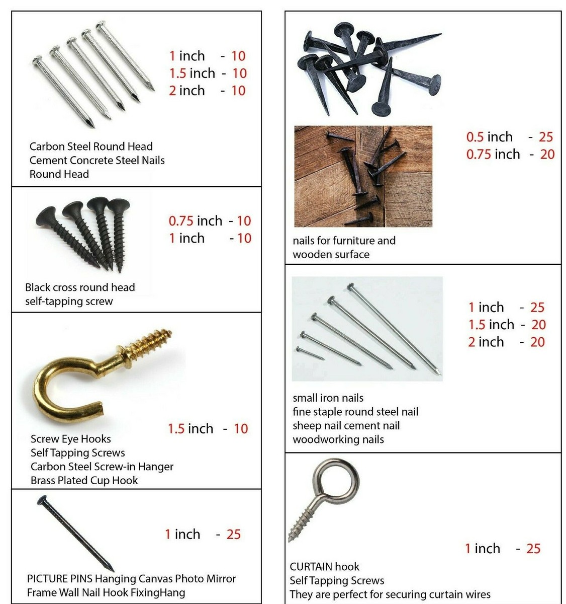 Picture Hanging- Concrete Steel Nails- curtain hook- self-tapping