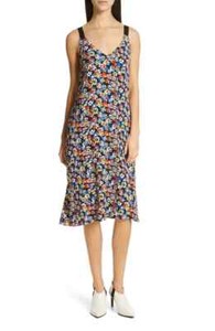 navy slip midi dress