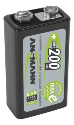 1er ANSMANN NiMH Akku Batterie LSD E-Block Typ 200mAh 9V maxE