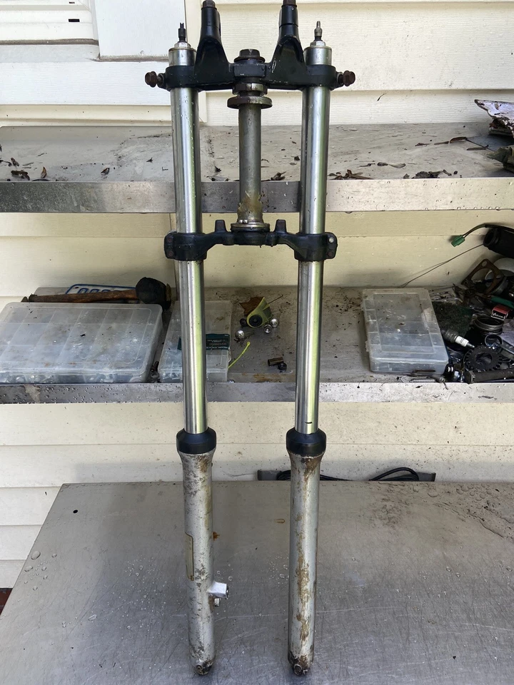 83 Yamaha YZ80 Complete Front Suspension Front Forks Triple Tree - Image 4 of 4