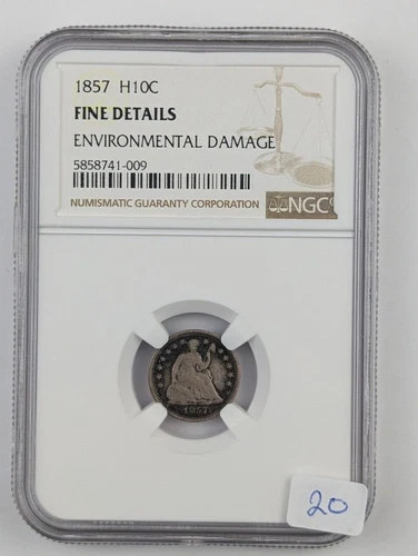 1857 Seated Liberty Silver Half Dime - NGC Fine Details