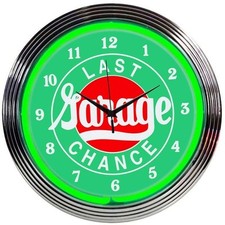Last Chance Garage Neon Clock 15x15