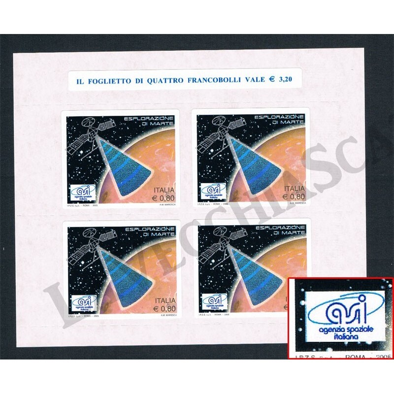 IT1385 - 2005 Exploration Of Marte - Sheet of Stamps II Drawn MNH