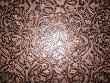 9"x11" Brown & Bronze Western Tooled Floral Embossed Cowhide 0.9mm thick #476