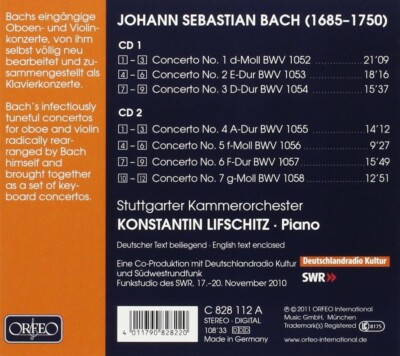 Signed by KONSTANTIN LIFSCHITZ Bach Piano Concertos Orfeo 2CD