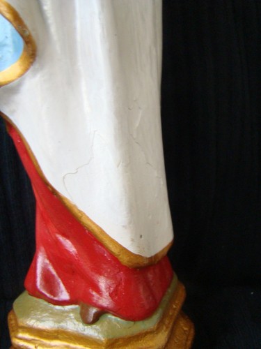 Antike Madonna 30 cm Heiligenfigur Statue 1900 Maria Mutter Gottes mit Jesuskind - Bild 5 von 6