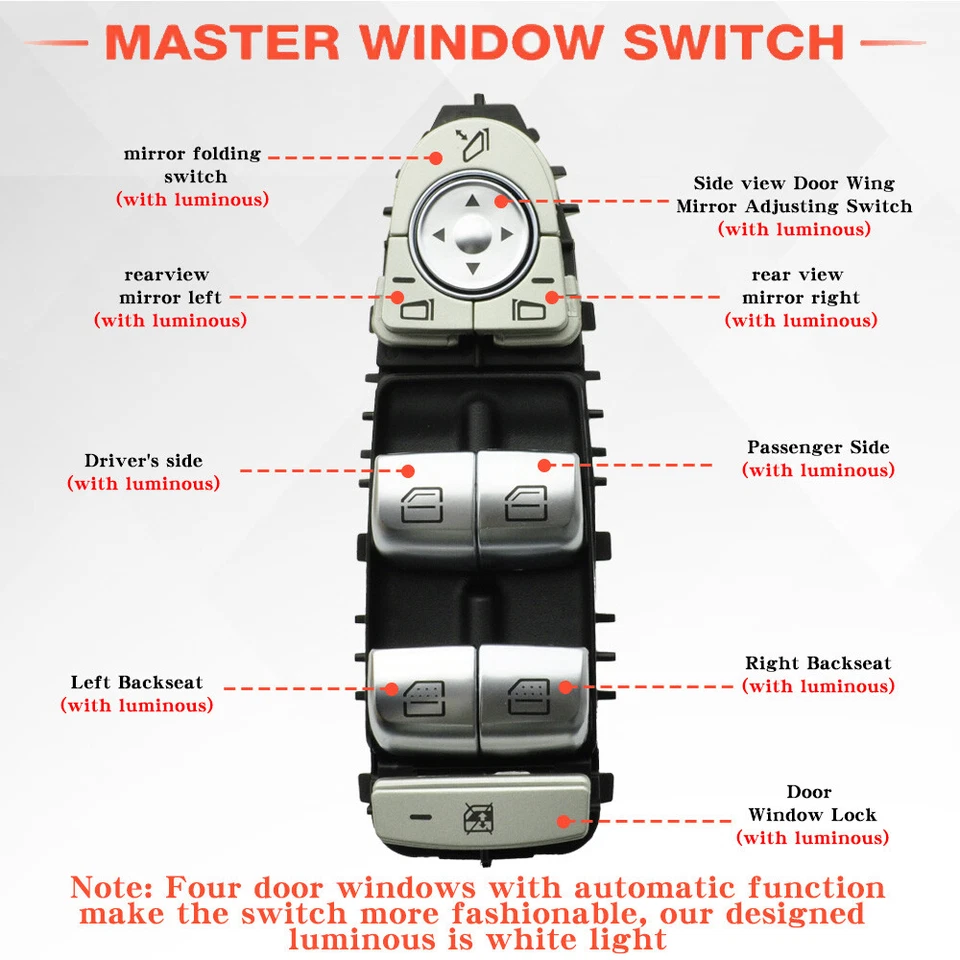 Передний главный выключатель стеклоподъемника для Mercedes Benz C300 седан GLC300 2015-2021 - Изображение 2 из 4