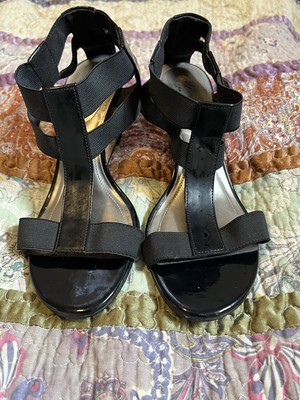 dexflex comfort wedge sandals womens size 10 black straps cork wedge | eBay