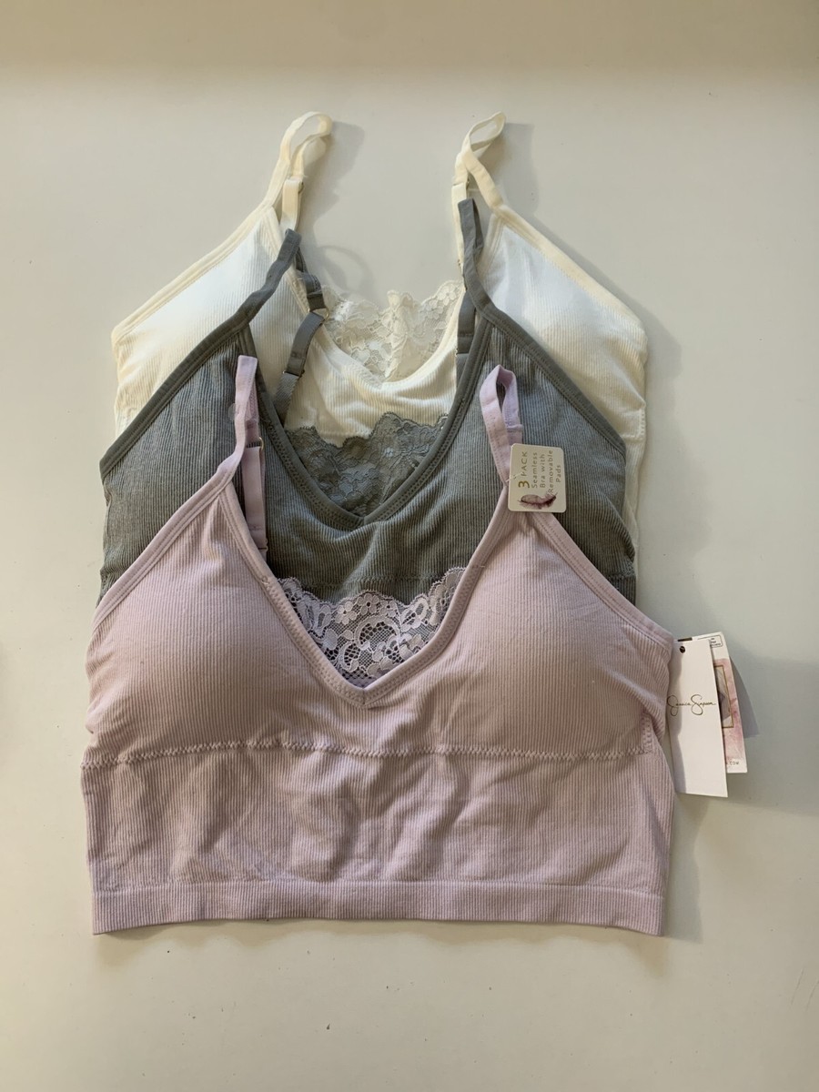 3 Pack Jessica Simpson Womens Sz M Lace Trim Seamless Bralette w