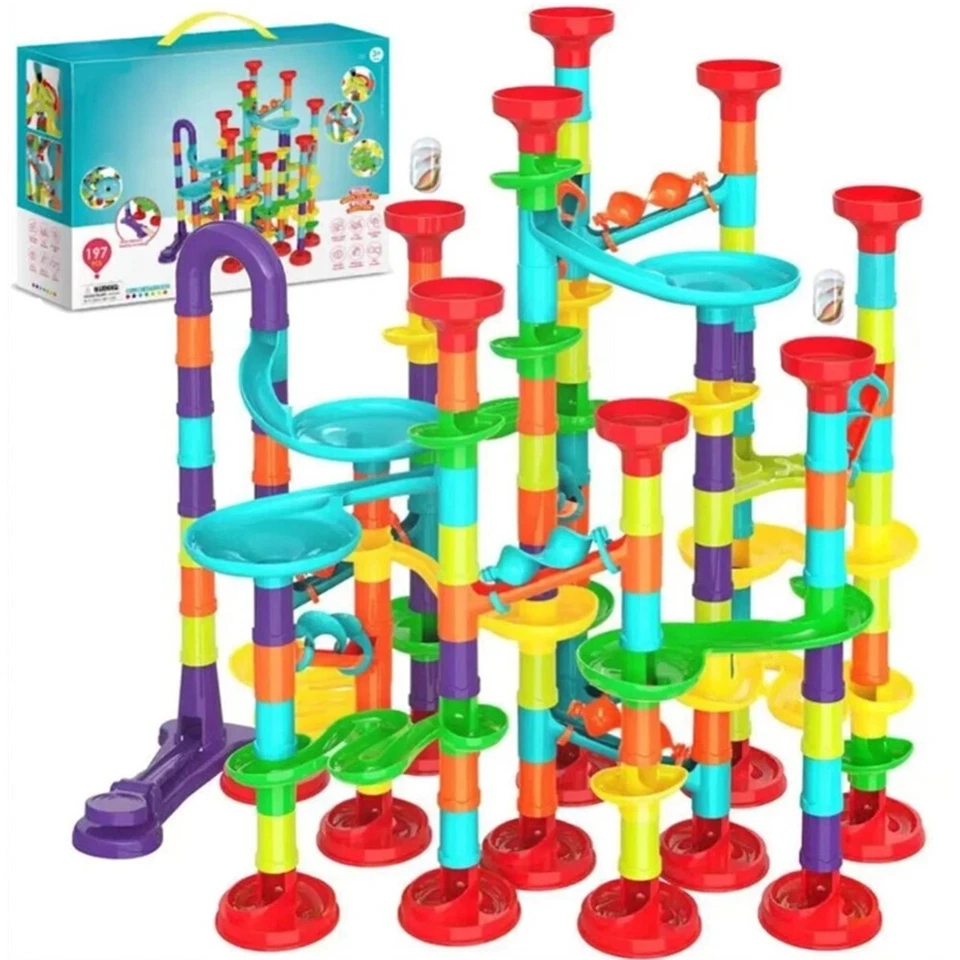 197PCS Marble Run Race Set Construction Building Blocks Toy Game Track Kid Maze