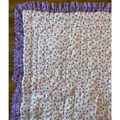 Circo Love N Lilacs Baby Comforter Quilted Ruffled Purple Pink Green Retired HTF - Picture 7 of 13