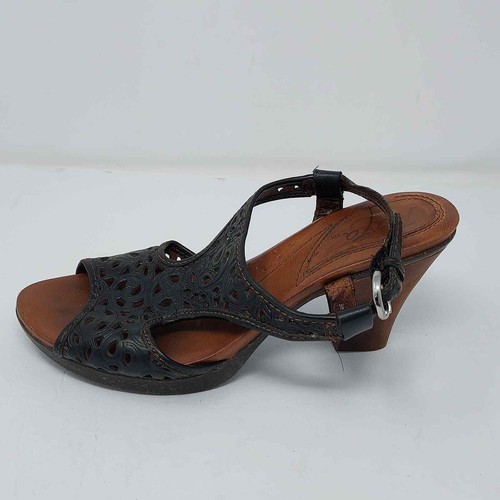 Naya Black Laser Cut Peep Toe Heels Size 8 - Picture 6 of 11