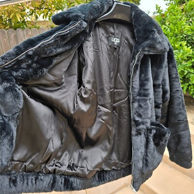 UGG KIANNA FAUX FUR COAT/JACKET MID LENGTH POCKETS WOMENS SIZE M