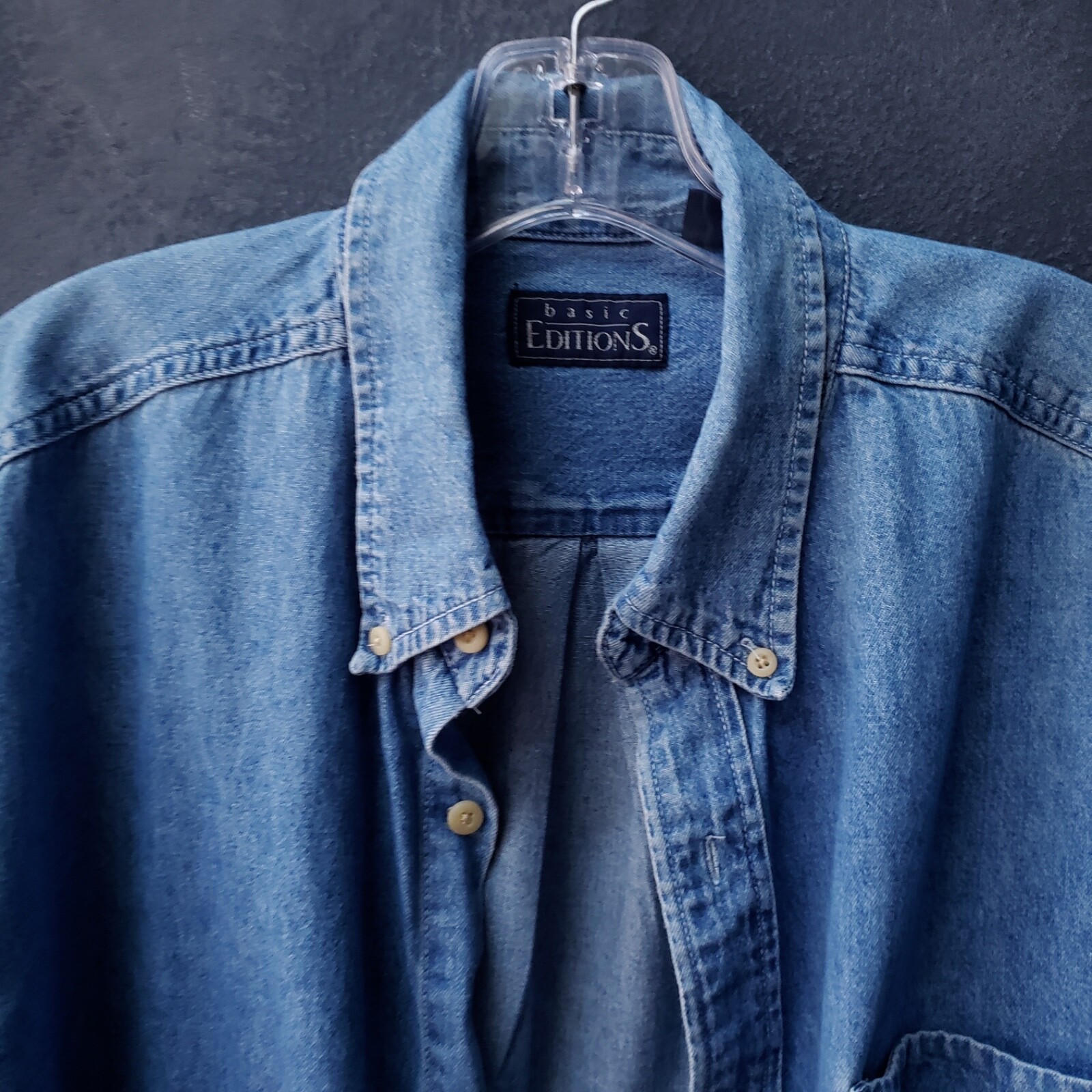 Vintage Basic Editions Denim Button Down Blue Jea… - image 6