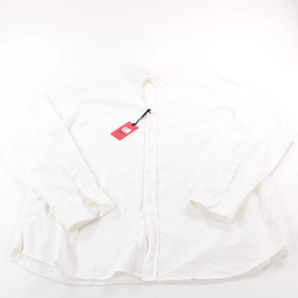 Camisa informal con botones Ingram nueva con etiquetas talla 3XL blanca lisa mezcla de algodón Foto 2 de 4