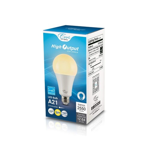 Euri Lighting EA21-22W1000eh, LED A21 22W (150W Equivalent), 2550lm, Dimmable... - Picture 6 of 7