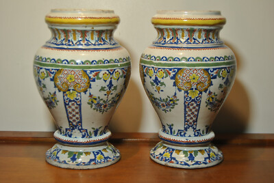 VASE décor VIEUX ROUEN potiche vintage fleurs VASE décor VIEUX ROUEN potiche vintage fleurs