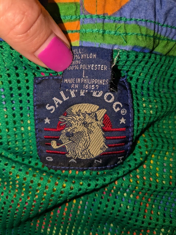 Bermuda de praia SALTY DOG vintage anos 80 anos 90 piscina tamanho G - B10 - Imagem 4 de 4