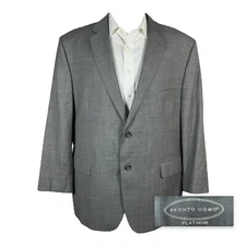 Pronto Uomo Platinum Blazer Jacket Mens 52R Gray Hopsack Wool