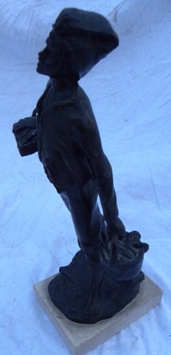 Scugnizzo pescivendolo Scultura in bronzo a firma G. BONI inizi '900 h cm 33 - Picture 14 of 20