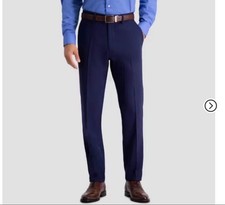 Haggar Men's Flex Series Ultra Slim Suit Pants 36w32L Navy Blue NWT Flat Front