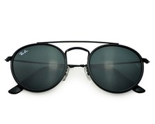 Ray-Ban Sunglasses RB3647N Round Double Bridge Black Frame Blue Grey Lenses 51mm