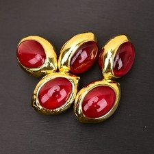 5 Pcs Natural Red Fire Agate Stone Spacer Loose Beads For Jewelry Making DIY