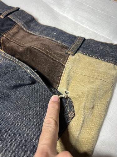 VTG Pelle Pelle Sz 46x34 (42x28) Patchwork Denim Corduroy Button Fly Baggy Jeans - Picture 10 of 13