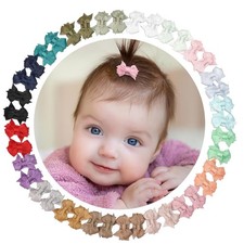 40PCS 1.4" Mini Bow Snap Clips, Baby Girls Grosgrain Ribbon Bows Tiny Hair Cl...
