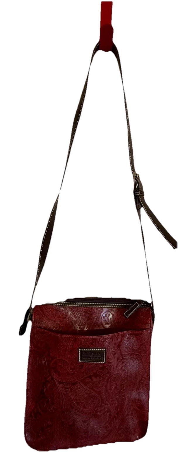 Relic Crossbody purse Red Paisley faux Leather Adjustable Strap NWT