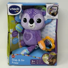 VTech Grab & Go Koala Clip On Stroller Car Toy Audio Visual Plush Infants New