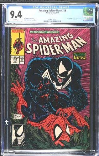 Amazing Spider-Man #316 Marvel Comics 1989 CGC 9.4 White Pages, Venom